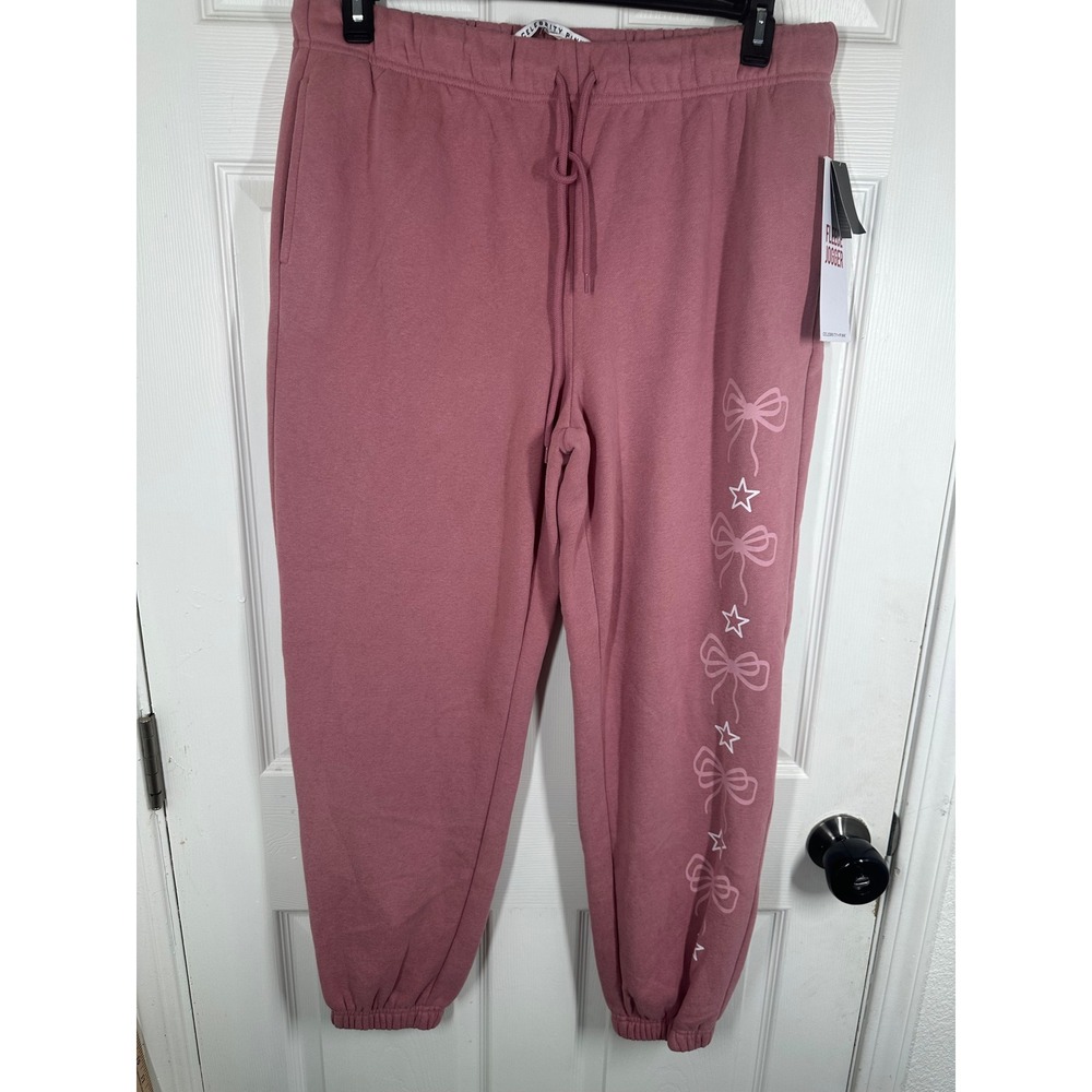 Celebrity Pink Jogger Womens XL Pink Fleece Jogger Bow Star Graphic Cozy 7448